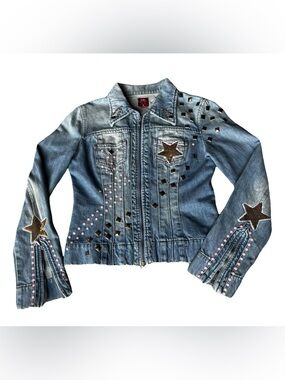 Vintage Y2K Miss Sixty Denim Jeans Jacket Made In Italy Women Size M Bella Hadid